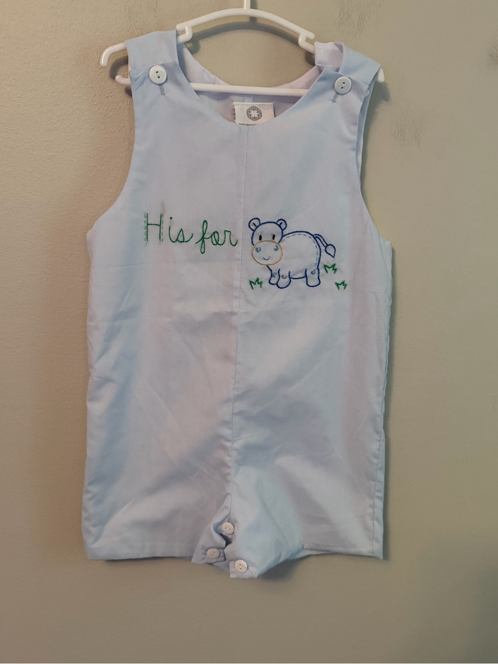The Proper Peony Light Blue Embroidered Hippo Jon Jon